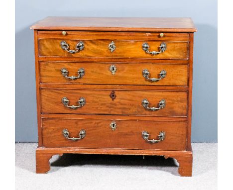 A George III mahogany chest with moulded edge to top, fitted slide and four long graduated drawers, on bracket feet, 34ins wi