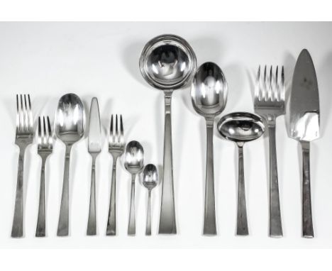 A 20th Century French Christofle silver "Concord" pattern table service for eight place settings, comprising - eight table fo