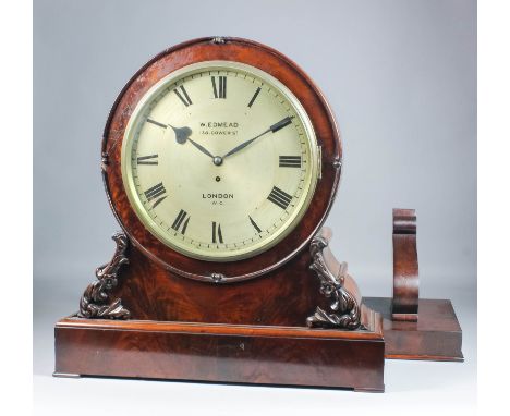 A Victorian mahogany cased shelf clock by W. Edmead, 138 Gower Street, London, W.C, the 12ins diameter silvered dial with Rom