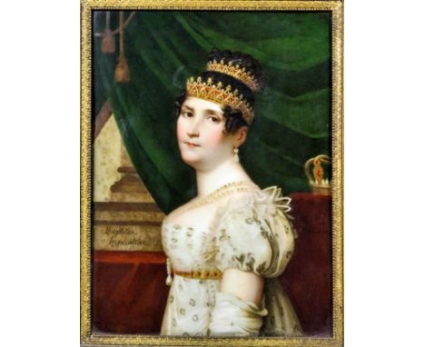 An important early 19th Century Paris porcelain plaque painted with a half length portrait of the Empress Josephine, after Fe