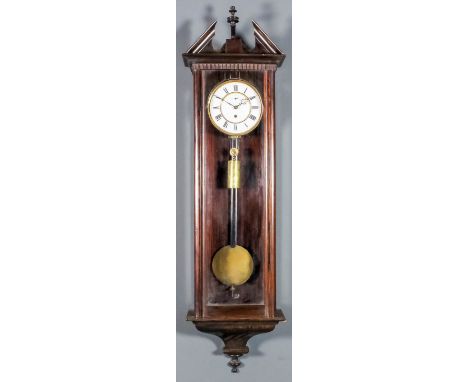 A late 19th Century grained as rosewood Vienna "Vienna Regulator" with 6.25ins diameter white enamel dial with Roman numerals