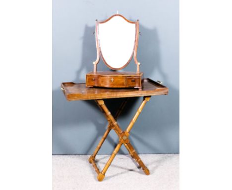 A modern burr elm rectangular two-handled tray, 30ins x 18ins, and turned wood stand for same, on X-pattern base, 18ins high 
