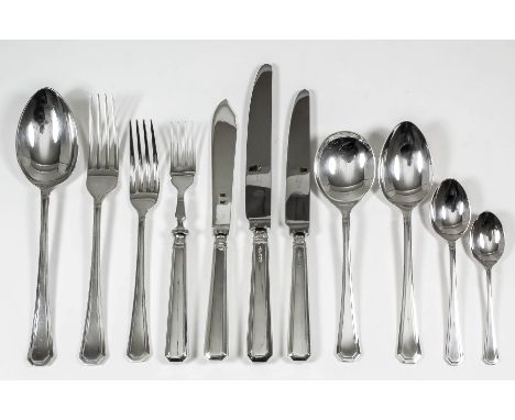 A harlequin Elizabeth II  silver table service for six place settings, by Poston Products Ltd, Sheffield 1972-1975, comprisin