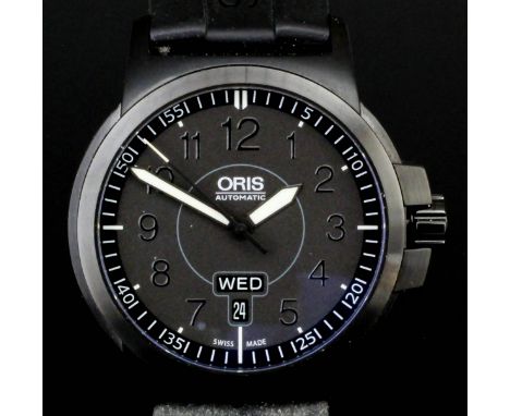 A 2011 gentleman's satin black ceramic coated and stainless steel cased Oris Automatic wristwatch, No. 29-49258, black dial w