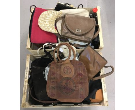 2 boxes of vintage and modern handbags.  