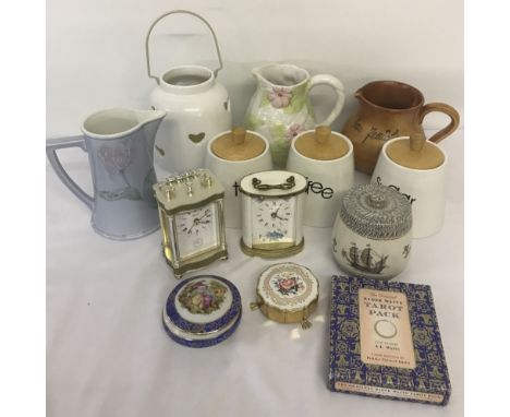 A mixed lot of modern &amp; vintage ceramic and other items. To include: a Portmeirion jug; tea, coffee &amp; sugar jars and 