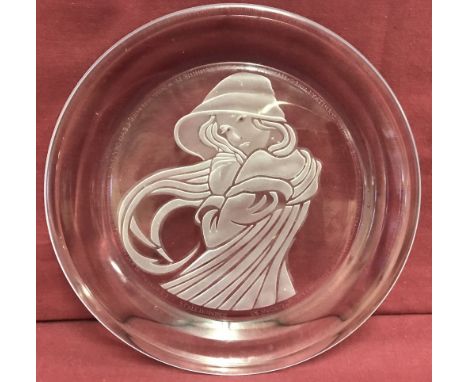 A Michael Yates limited edition hand engraved "Country Ladies" lead crystal plate. Underside of plate reads " Of Angelica Aan