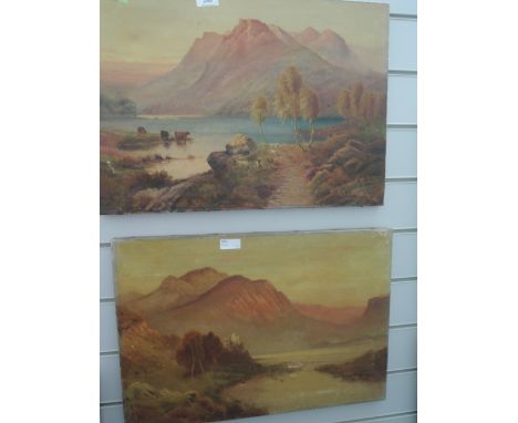 Two oils on canvas one signed K Edmundson, cattle by a loch