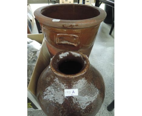 Two earthen ware ceramic containers