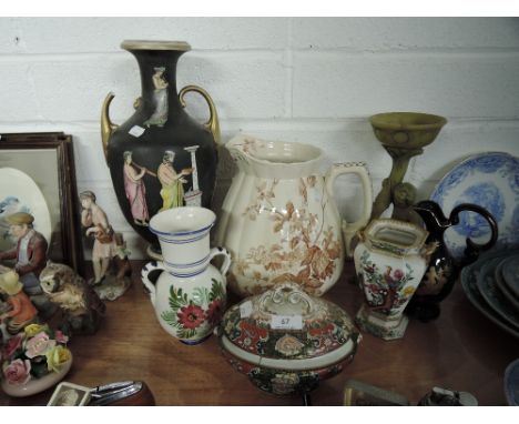 A selection of vintage ceramics including Copeland Spode indian tree vase