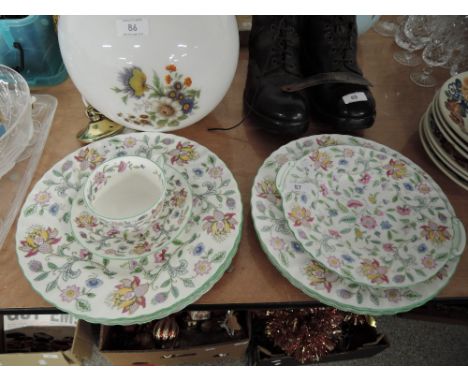 A selection of ceramic plates by Minton in the Haddod Hall design