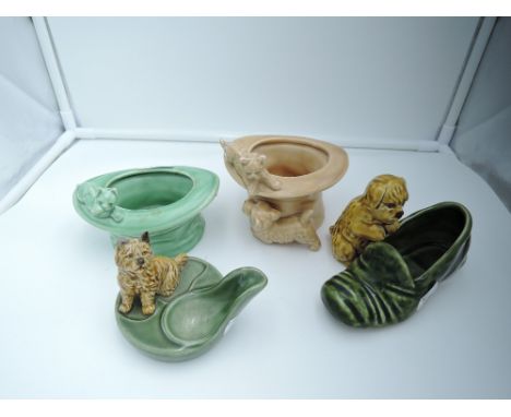A selection of ceramics including Sylvac and Wade pipe holder