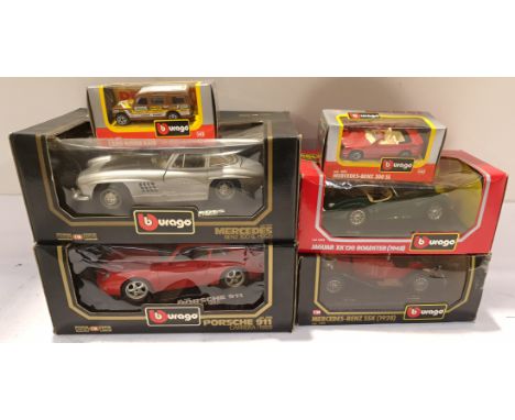 Bburago, a boxed Group of Mixed Scale Die-Cast Vehicles. Includes 1502 Jaguar XK120 Roadster (1948) with others. Although unc