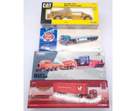 Corgi and ERTL a boxed truck and plant group to include; "Hauliers Of Renown" CC15305 Scania 110 Tandem Axle Tilt Trailer "Br