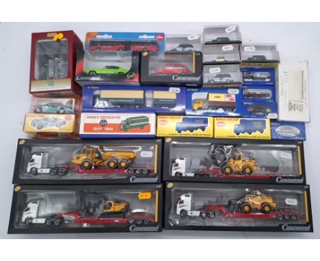 Dinky "Atlas Editions", Siku, Dublo Diecast and similar a boxed group of commercial vehicles and cars to include; Dinky Super