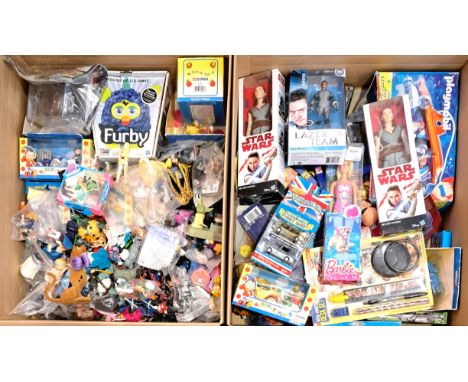 Corgi, Hasbro, Mattel, Playmobil and similar, a large boxed and unboxed group of TV Related and None TV Related play figures,