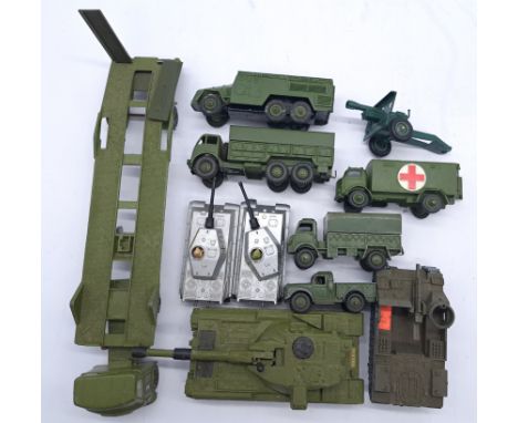 An unboxed group of Matchbox, Dink, Britains, Solido and similar military vehicles to include; Dinky 03EB93 - Chieftan Tank a