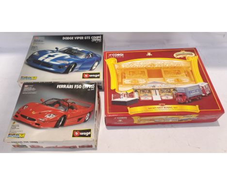 Corgi &amp; Bburago, a boxed Trio of Metal Kit Models &amp; Die-Cast. Includes 1/24 Scale Ferrari F50 with others. Although u