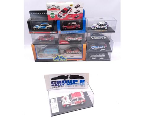 Corgi, IXO and similar, a boxed group of Rally related models to include CC99153 Mini Cooper &amp; Land Rover/Trailer (Robert