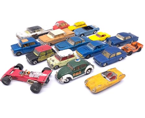 Corgi, an unboxed group to include 253 Mercedes-Benz 220 SE Coupe, Chevrolet Impala, Hillman Imp and others. Conditions appea