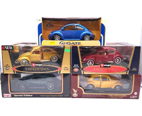 Maisto, Bburago and similar, a boxed 1:18 scale Volkswagen group to include Maisto Volkswagen Export Sedan, Bburago Volkswage