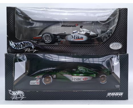 Hot Wheels F1 1:18 scale a boxed pair to include; "2000 Racing" series - 26741 Jaguar "Eddie Irvine", "2001 Racing" series - 