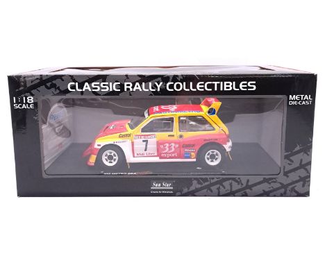 Sunstar, a boxed 1:18 scale "Classic Rally" series MG Metro 6R4 "#7 D.Auriol/B.Occelli" (Rallye Des Garrigues-Languedoc-Rouss