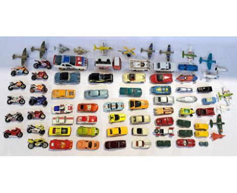 Corgi, Matchbox and similar a unboxed vehicle group comprising of cars, motorbikes, commercial vehicles, aircrafts and others