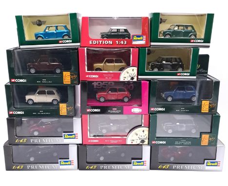 Revell (Metal) &amp; Corgi, a boxed Mini &amp; Mini Cooper group to include Revell 1:43 scale Mini Cooper in Solar Red (Metal