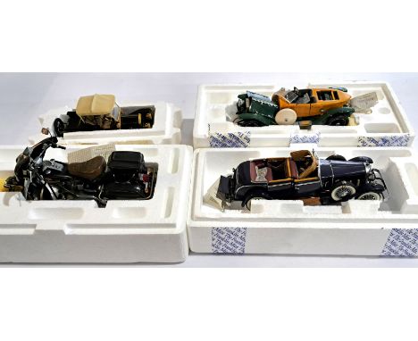 Franklin Mint, a part boxed (Polystyrene only) group of 1:10 &amp; 1:24 scale classic cars and motorcycle to include 1:10 sca