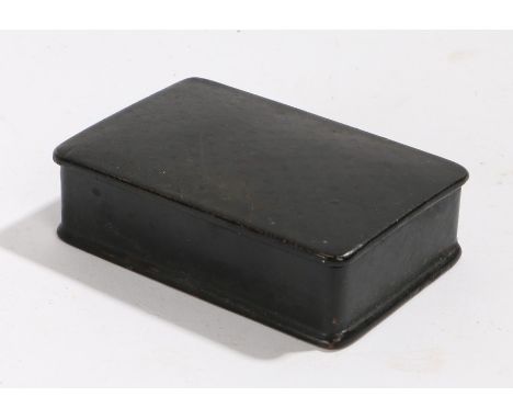 Regency papier mache snuff box, with star design to the rectangular box, a red interior, 9.5cm wide