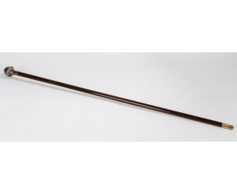 Modern silver topped walking cane, Birmingham 1983, maker Broadway &amp; Co., having bulbous terminal and tapering stick, 91c