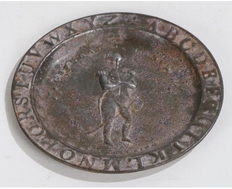 19th Century child's educational miniature dish, the General to the centre and alphabet surround, 75mm diameter 