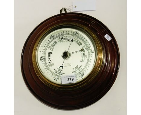 Mahogany-cased aneroid barometer with silvered dial, marked "A Franks Limited, Manchester", 29cm diameter 