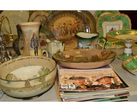 A Royal Doulton Series Ware Hamlet two handled ovoid vase, brown printed mark;  A Royal Doulton Series Ware Fisher Woman squa