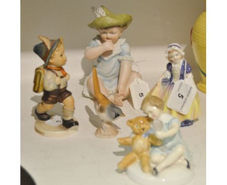A Royal Doulton figure,My Teddy, HN2177;  another, Dinky Do, HN1678;  a Goebel figure, designed by MJ Hummel, School Boy;  a 
