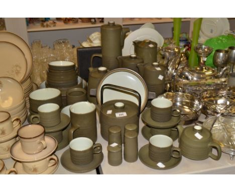 A Denby Green glazed stoneware Chevron tea and coffee service