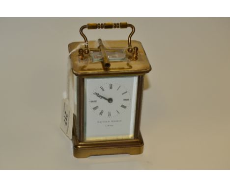 A Matthew Norman carriage clock, Roman numerals, with key 