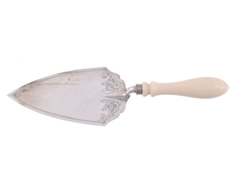 A Victorian silver ivory handled presentation trowel by Henry Wilkinson & Co  A Victorian silver ivory handled presentation t