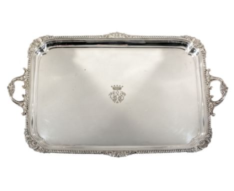 An electro-plated twin handled rectangular tray by William Hutton & Sons  An electro-plated twin handled rectangular tray by 