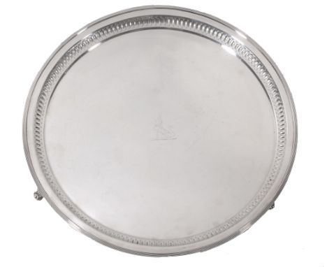 A late Victorian silver circular salver by William Hutton & Sons, London 1892  A late Victorian silver circular salver by Wil