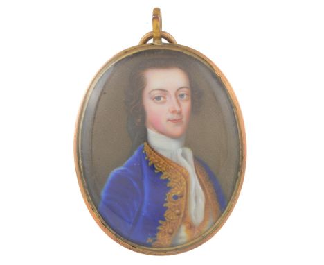 Andreas Henry Groth Portrait of a gentleman in a blue coat Enamel Engraved...  Andreas Henry Groth (German, fl. circa 1739-17