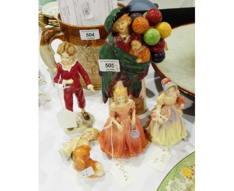Paragon figurines 'Miss Margaret', and 'Miss Pamela', Royal Worcester figure of a boy 'Parakeet' modelled by F.G. Doughty (af