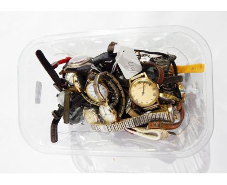 A quantity of watches including a lady's Tissot gold-coloured strap watch, a gent's Smiths bracelet watch, a retro stainless 