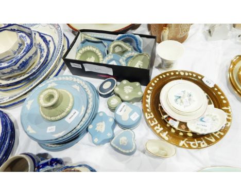 Large quantity of Wedgwood blue and green jasperware, Royal Worcester and other ceramics 