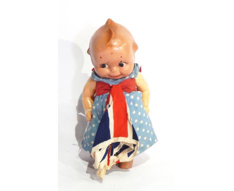 Kewpie composition doll painted with red cheeks, 24cm long 