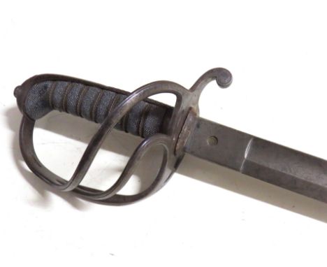 A British 1821 pattern officer's sword, three bar hilt with shagreen grip joining a single fuller slightly curved blade by Wi