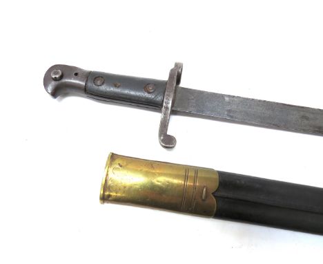 A Victorian 1886 pattern bayonet by Wilkinson Sword Company, London brass mounted leather scabbard 