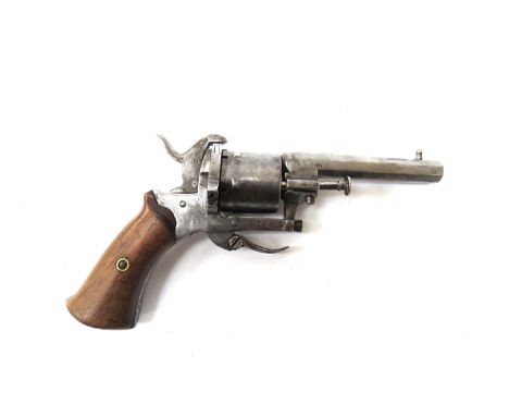 A late 19th / early 20th Century Belgian pinfire revolver, hammer action a/f. OBSOLETE ACTION: NO LICENSE REQUIRED