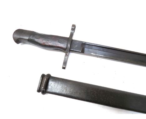 A WWII Japanese 30th year Type sword bayonet by Nagoya Arsenal Subplant, circa 1940, with steel scabbard, some wear to grips 